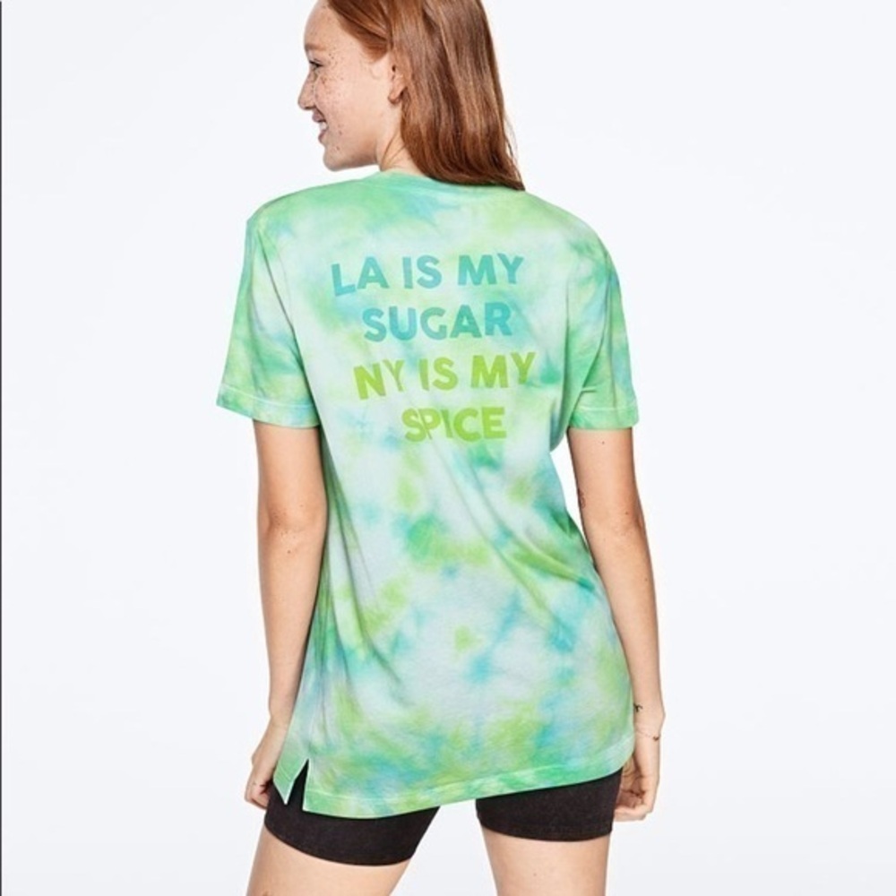 PINK Victoria’s Secret Tie Dye Green Tee Top LARGE